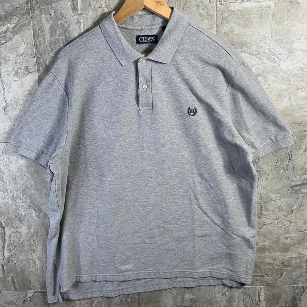 Chaps Grey polo shirt Men's 2XL Embroidered Logo  #polo